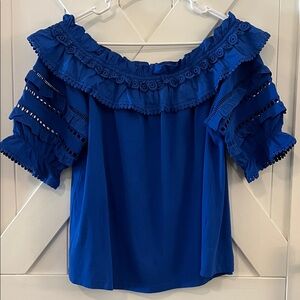 Lilly Pulitzer Royal Blue Ruffle Blouse, NWOT